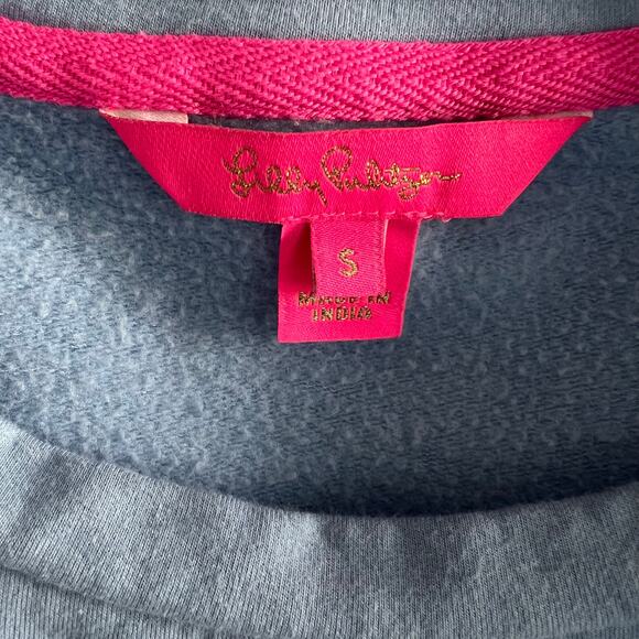 Lilly Pulitzer Blue and Pink Suzy Scalloped Pullover Sweatshirt Size S - Picture 4 of 8